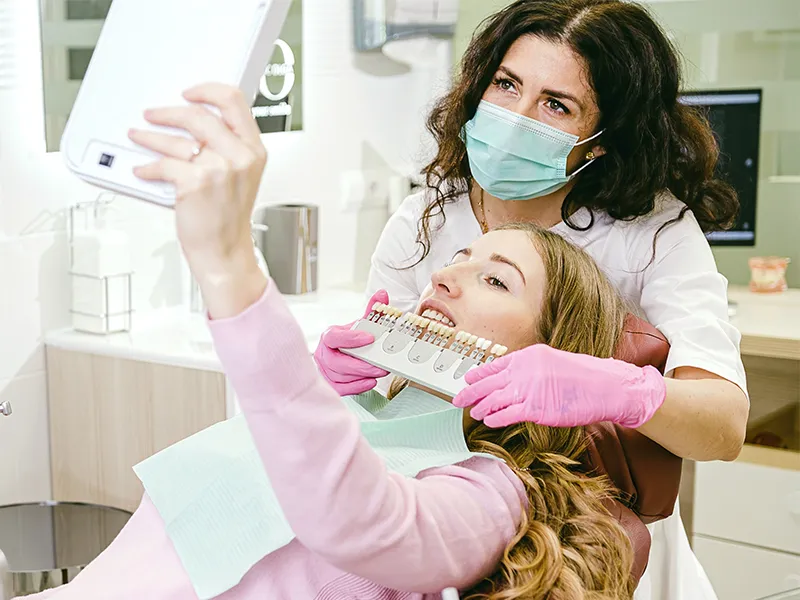 porcelain veneers patient in dental clinic